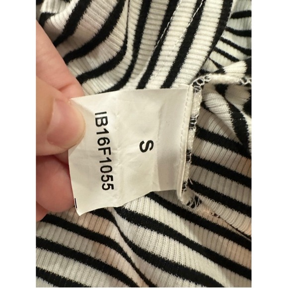MINKPINK Striped Turtleneck Swing Dress Black White Ribbed Knit Long Sleeve S - Picture 6 of 8